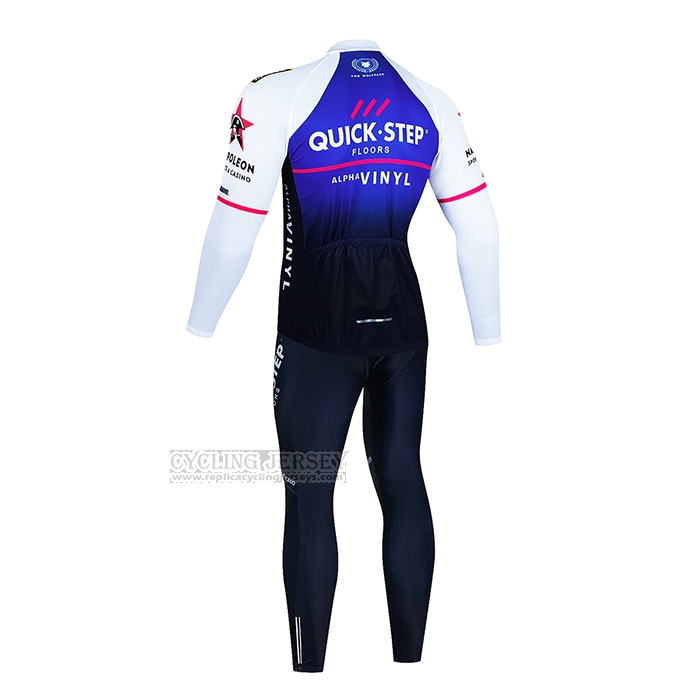 2023 Cycling Jersey Deceuninck Quick Step White Blue Long Sleeve and Bib Short